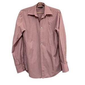 John Varvatos Pink MicroPlaid Dress Shirt Size 16L